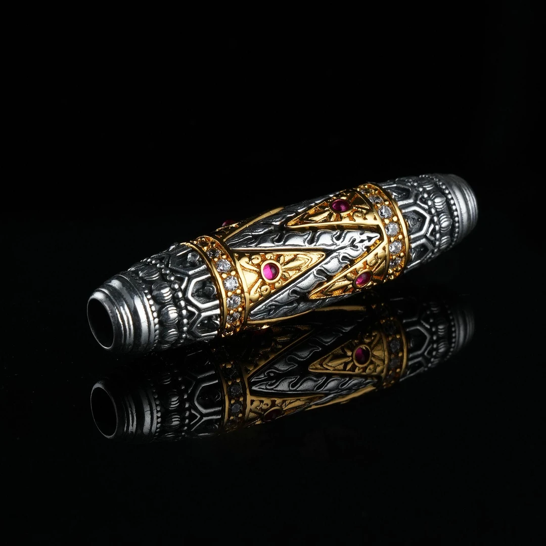 925银银制品 喜三福文创 桶珠项链潮流百搭手工吊坠