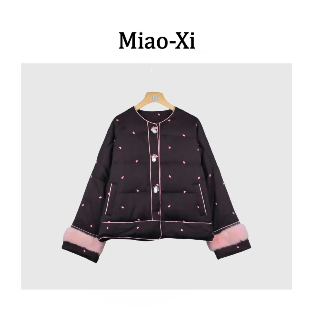 妙兮·LL冬季可爱风设计款刺绣拼水貂90白鹅绒马夹外套*20252873