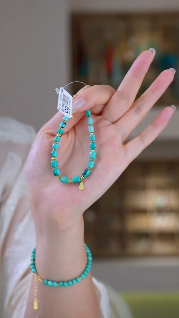 银S925镀金镶嵌绿松石手链1