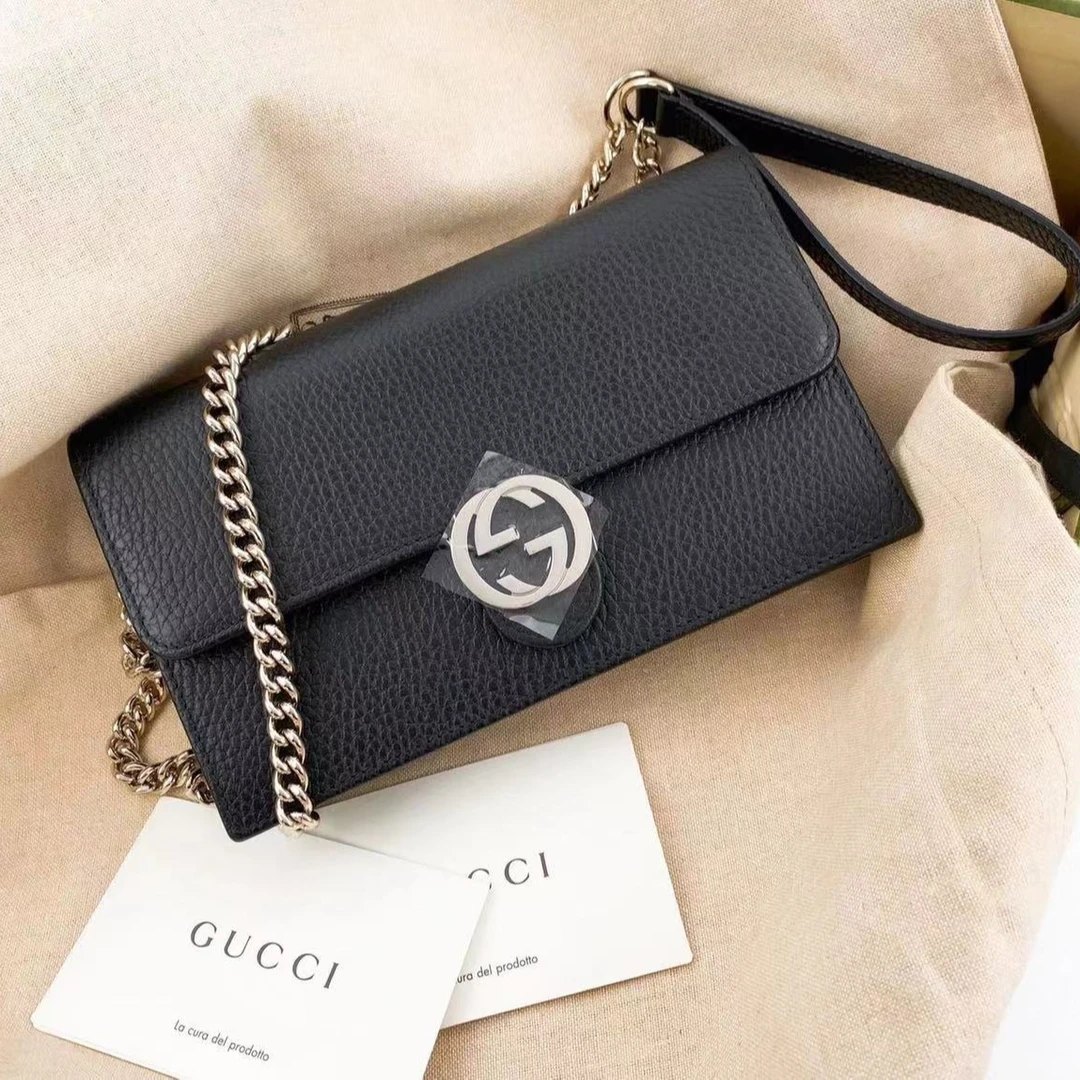 99新 GUCCI/古驰  黑色/白色/红色风琴woc链条包