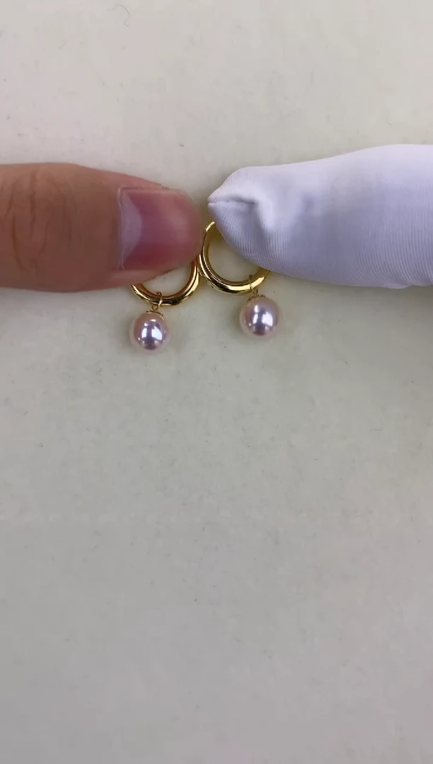 18K金镶嵌DA海水珍珠 GD057 7.5-8 天女耳扣