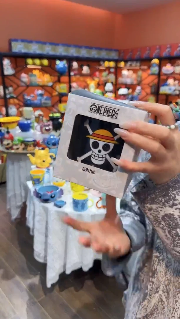 瓷片@@海贼王黑色陶瓷手握杯