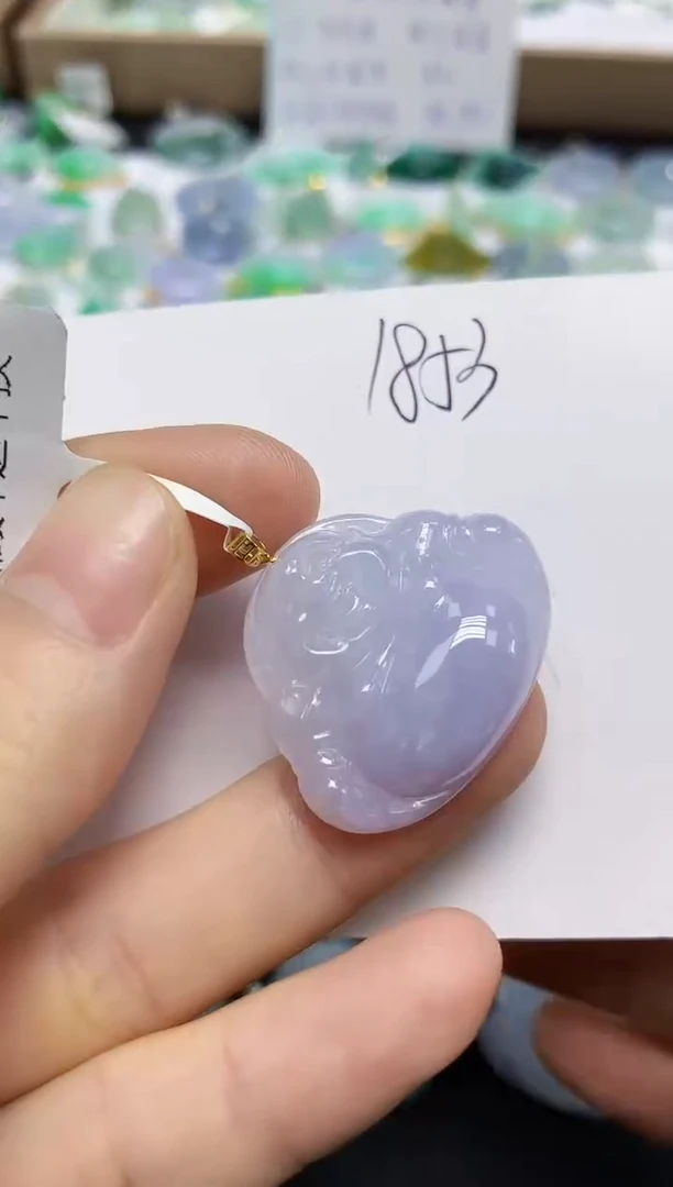 翡翠18K金镶嵌颈饰天然缅甸翡翠A货