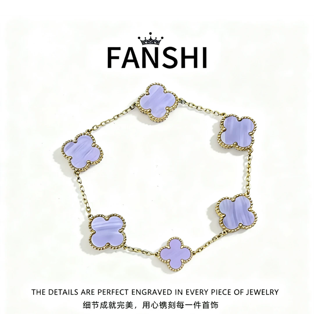 手链 女百搭紫气质手链船锚/舵红色植物花卉镭射轻奢