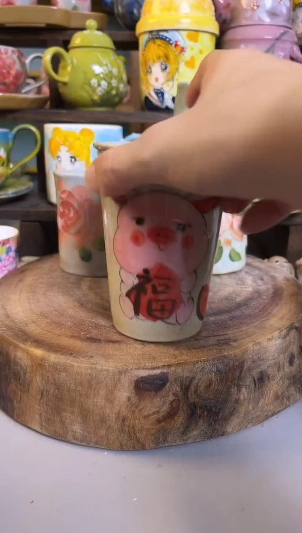 杯子手绘陶瓷高温釉下
