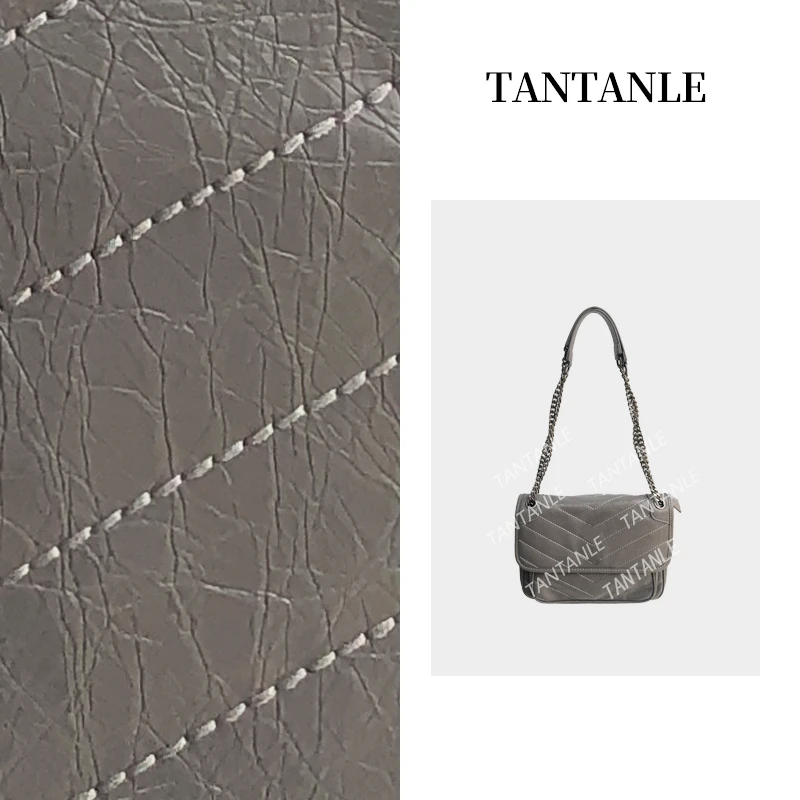 高定单肩斜跨时尚休闲百搭简约气质女包（杨灰色26NK）