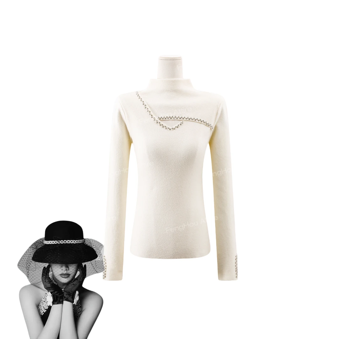 冬新款镂空重工烫砖设计感时尚打底毛衣8171