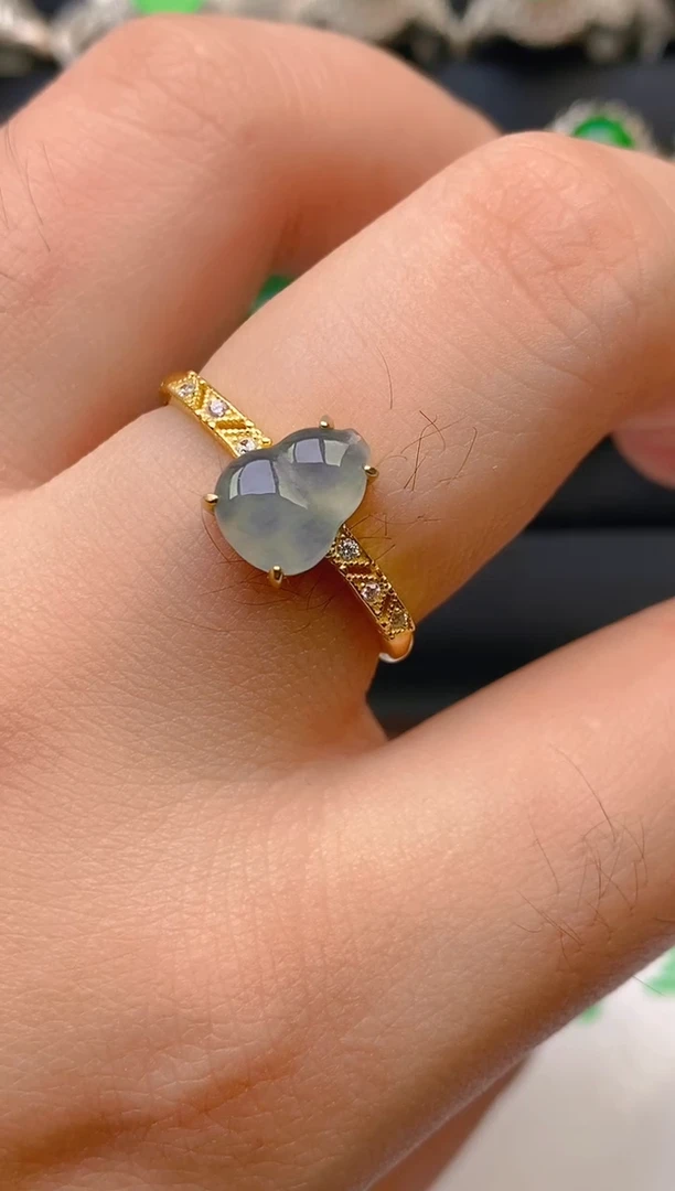 翡翠戒指银S925镶嵌天然