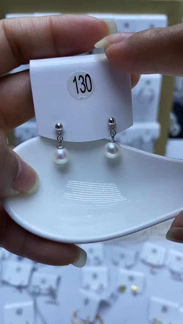 银S925镶嵌耳饰淡水珍珠130