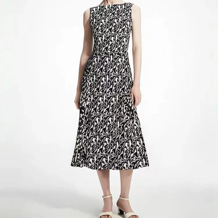 L+25春新款波嬉玉簪草收腰碎花连衣裙长款气质长裙裙子0621