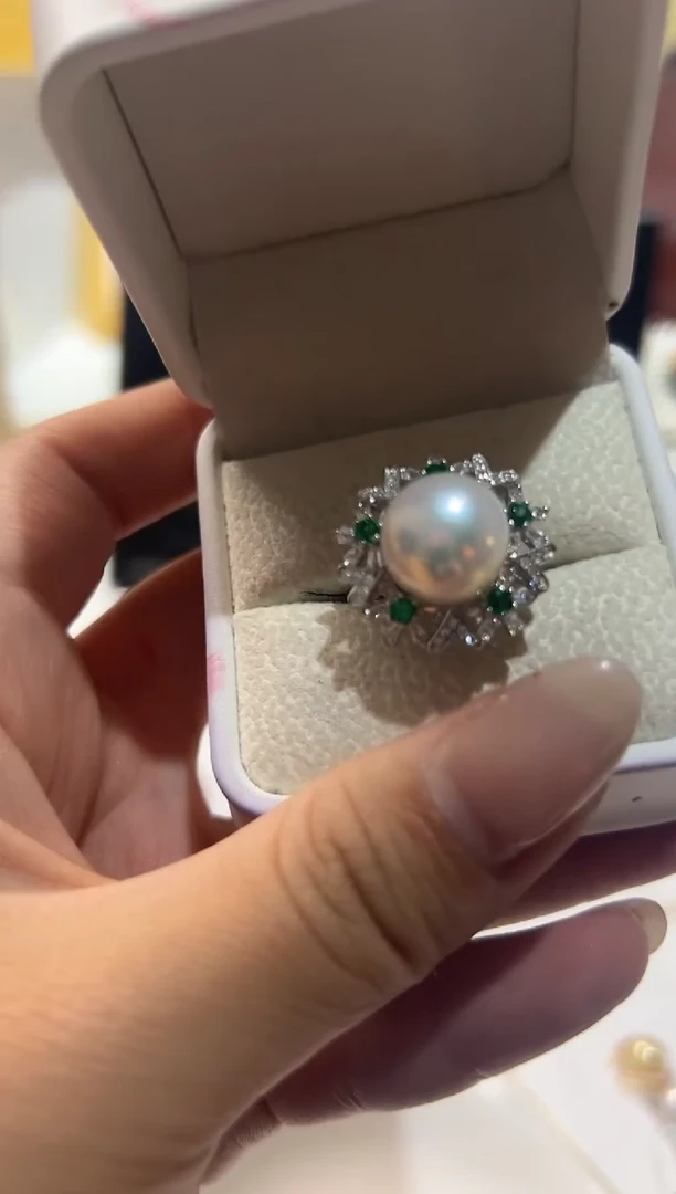 银S925镶嵌戒指淡水珍珠56