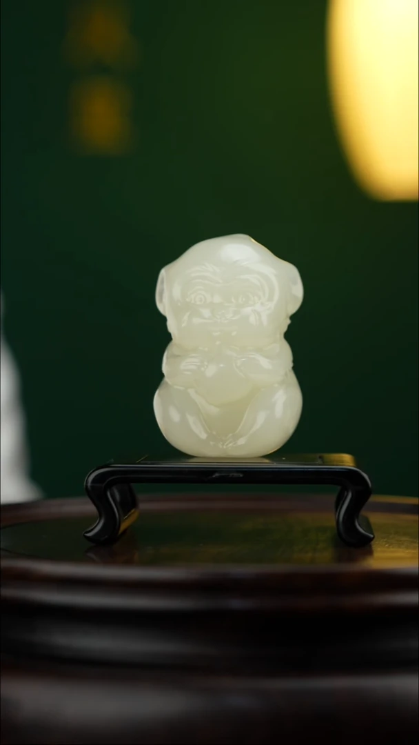 玉【灵猴献瑞】天然玉石摆件