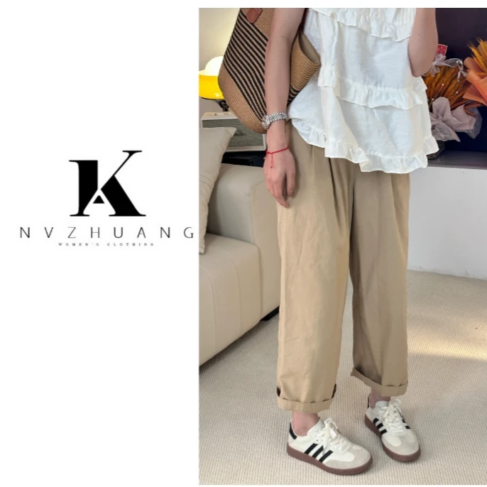 【纸片裤】清货-只出不进-夏季新款韩版直筒宽松休闲阔腿裤