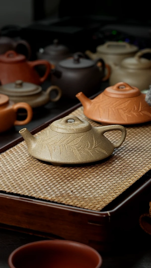 【闪购商品】紫砂茶壶合瓢紫砂壶青段刻竹子