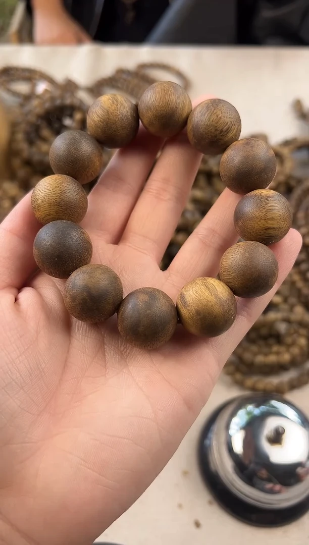 沉香手串奇楠老料单圈圆珠卡20-45克发一条 收藏级