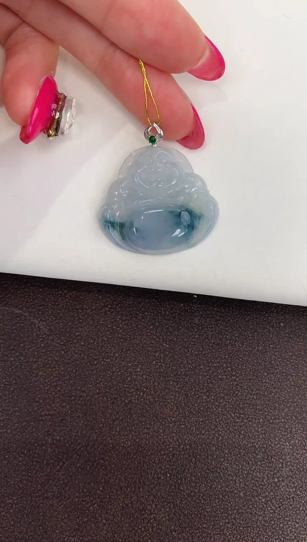 颈饰18K金镶嵌翡翠天然缅甸a货翡翠