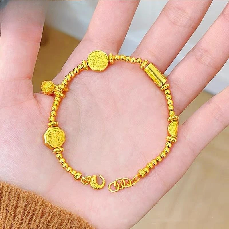 合金手链 【鸣钻国际MZ】錾刻太太牌五路财神手链 HEJS388