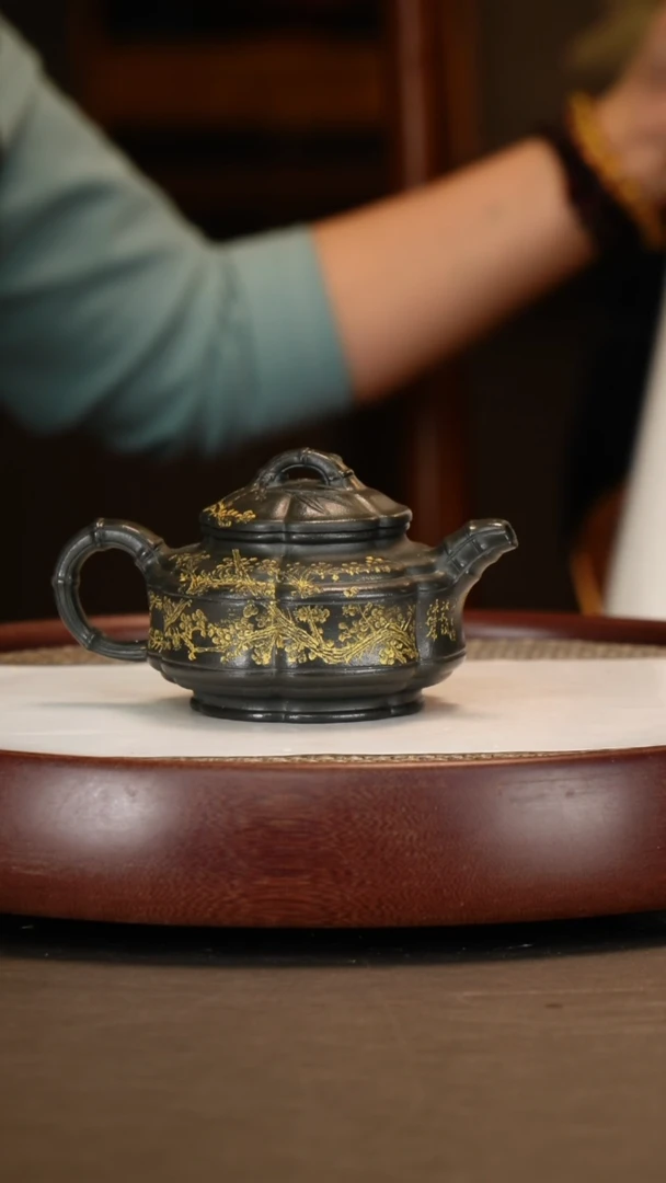 【闪购商品】紫砂茶壶【时顺华】老天青六方竹鼓  260CC