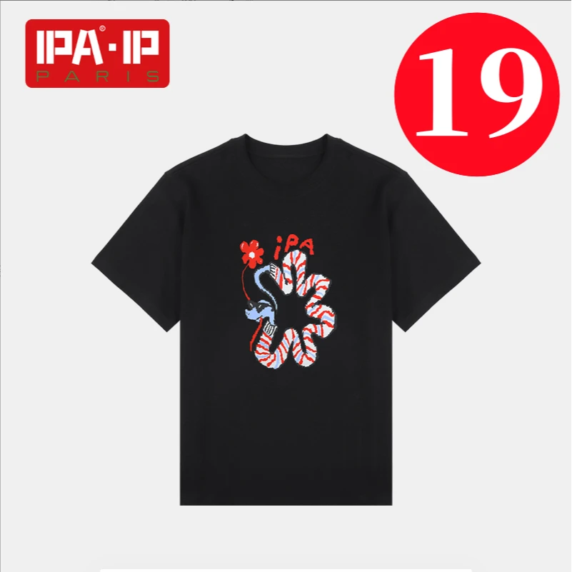 【19号链接】IP高奢联名25年夏季上衣重磅克重休闲T恤衫IPA166