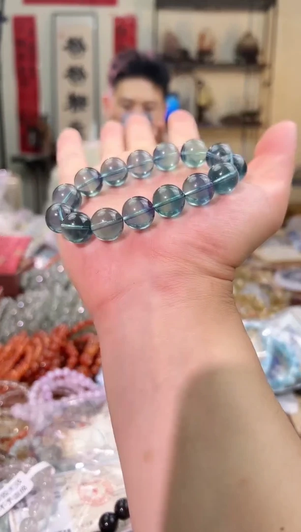 手链未镶嵌萤石14mm+魔鬼绿萤石（多样性发一）