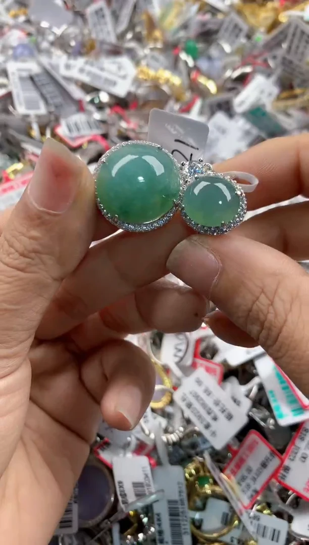银S925镶嵌戒指翡翠888---6