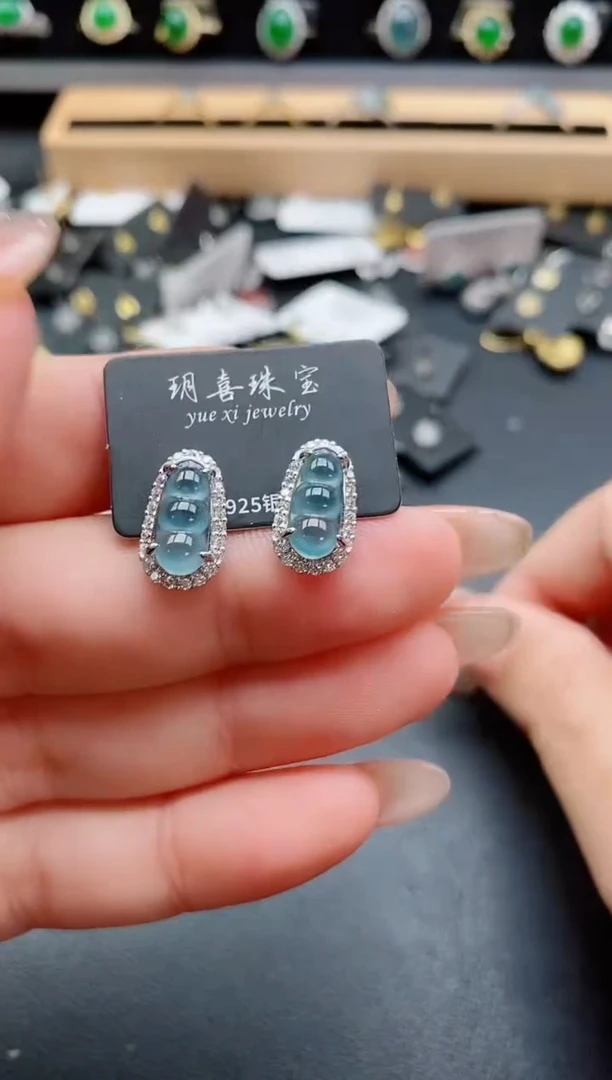 银S925镶嵌戒指翡翠1