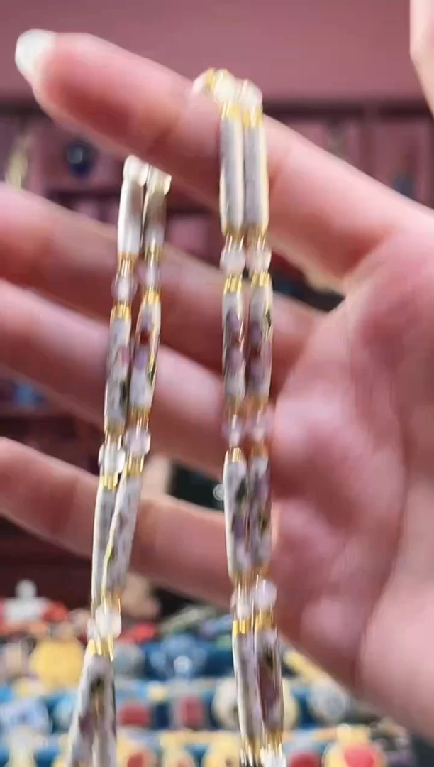 非遗技艺 景泰蓝竹节项链白