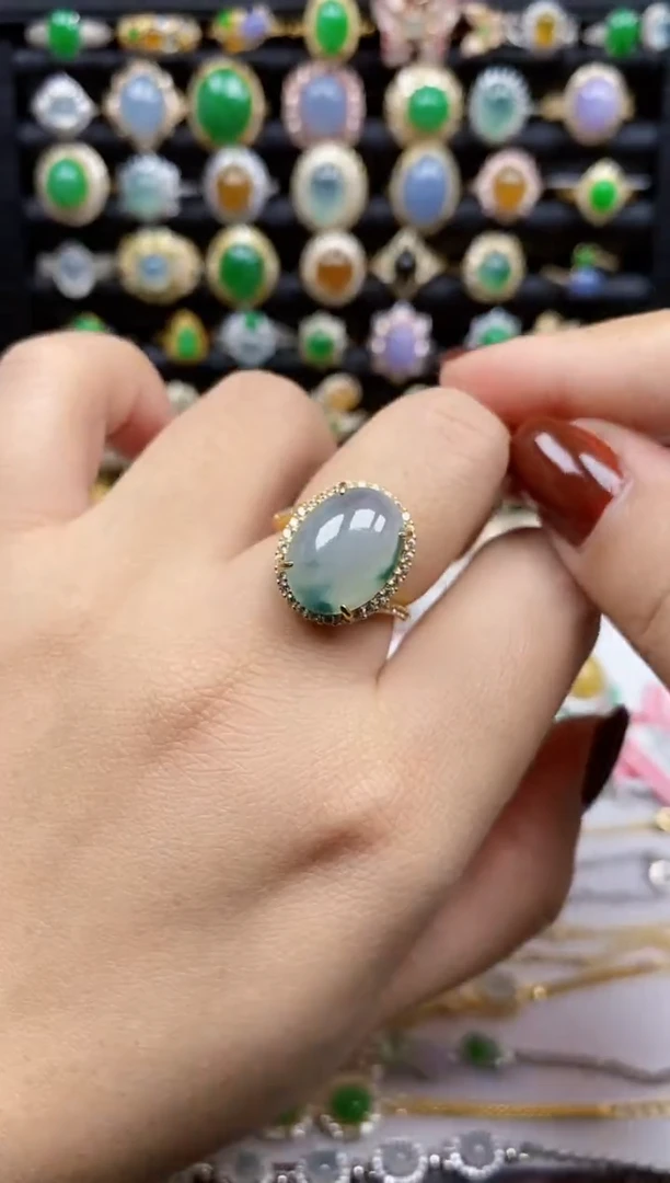 银S925镶嵌戒指翡翠9278
