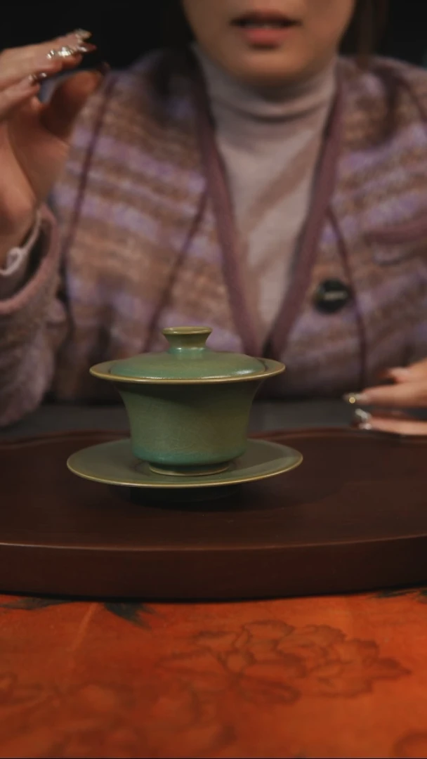 杯子老****宁小马蹄盖碗 柴烧 汝州原产地原矿仿古老釉