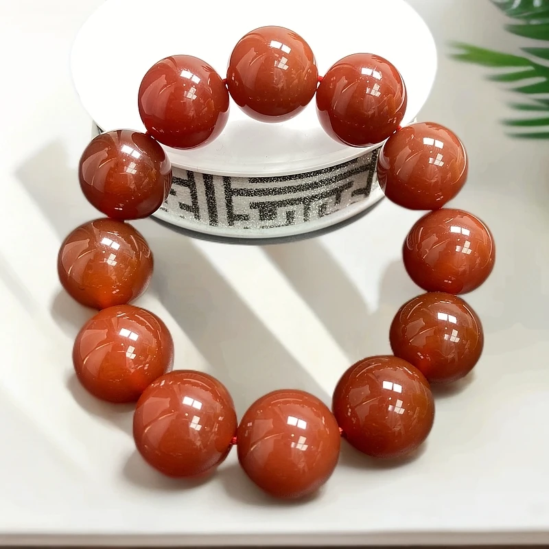 尺寸约20mm12颗河湾冰凤血玛瑙玉石手串