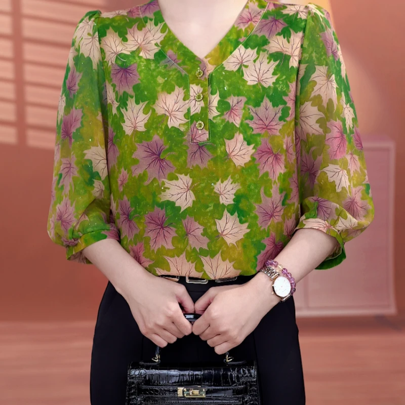 C156【出口原单】优雅时尚气质显瘦衬衫-香菜