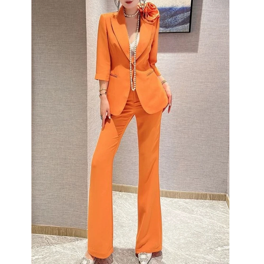 新款西装套装显瘦女装气质上衣修身洋气女神微喇设计师夏季白领