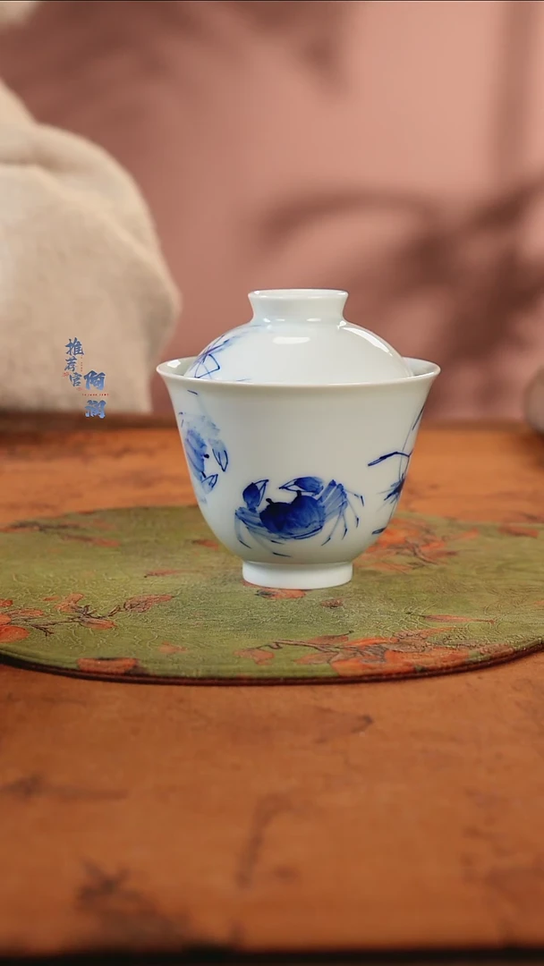 【闪购商品】 宠粉盖碗写意螃蟹手绘