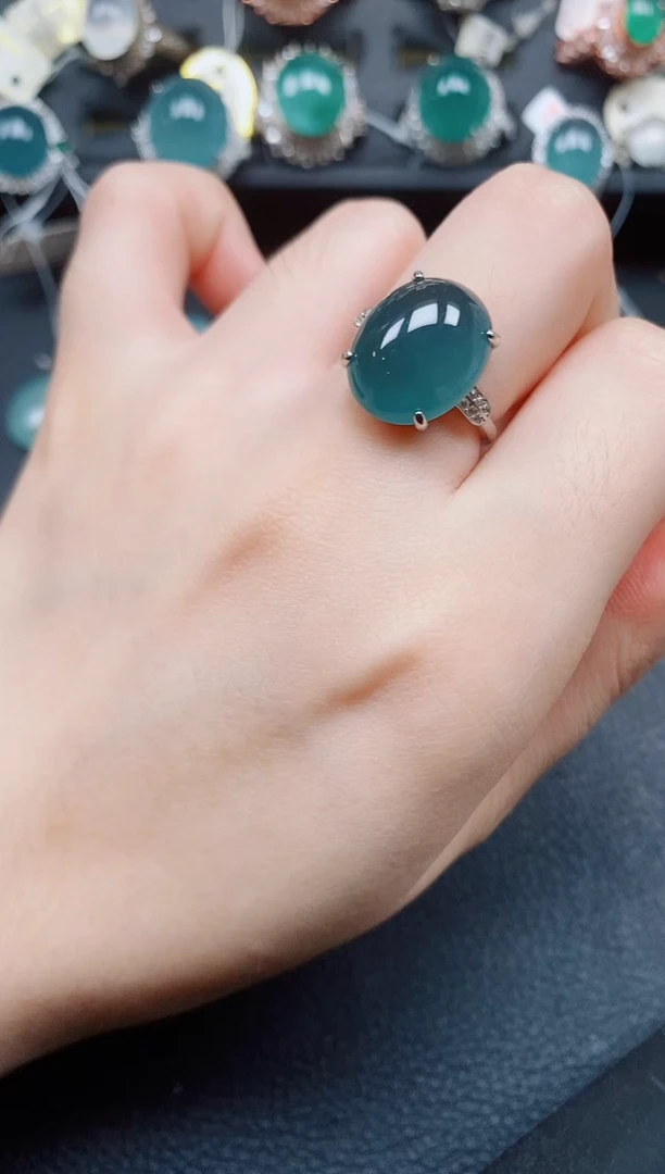 银S925镶嵌戒指翡翠翡翠