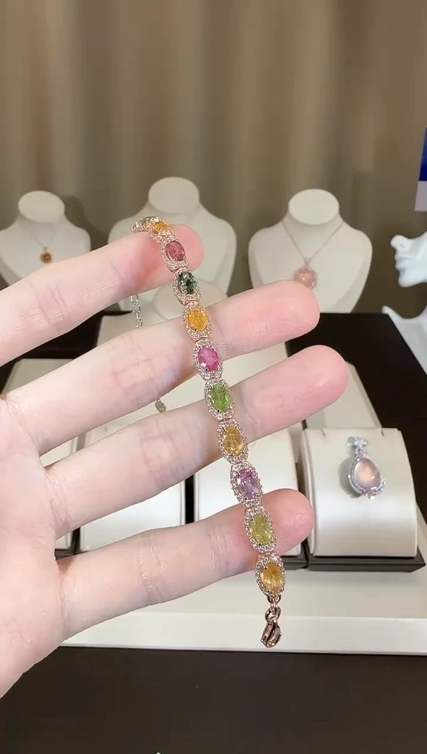 【闪购商品】碧玺手链银S925镶嵌设计款