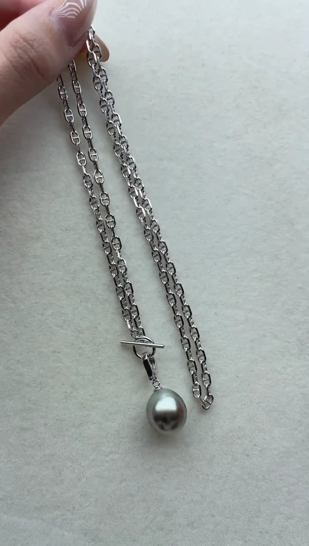 银S925镶嵌海水珍珠套链78