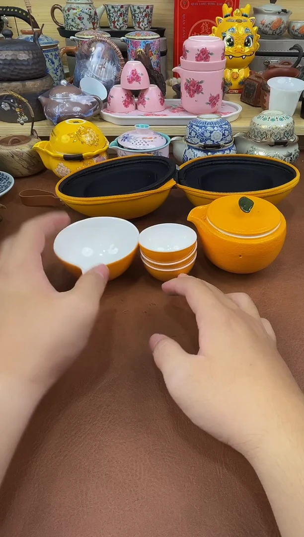 陶瓷茶具摆件旅行套组