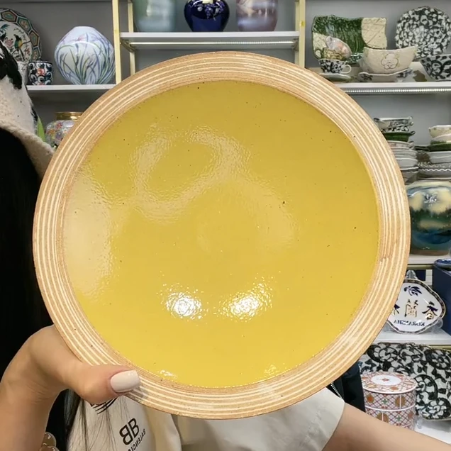 灶师福利【单支】日本进口灶师窑暖色生活餐盘21.8cm-暖黄