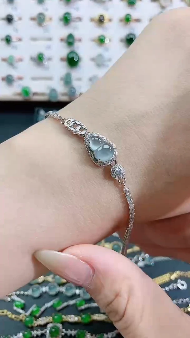 银S925镶嵌手链翡翠天然翡翠