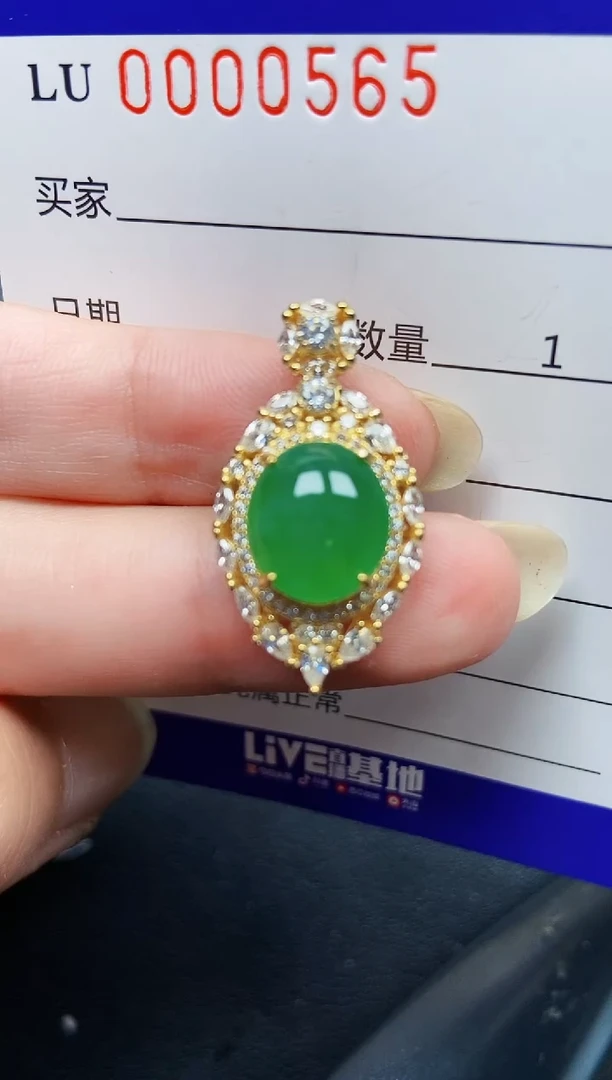 翡翠银S925镶嵌颈饰0565