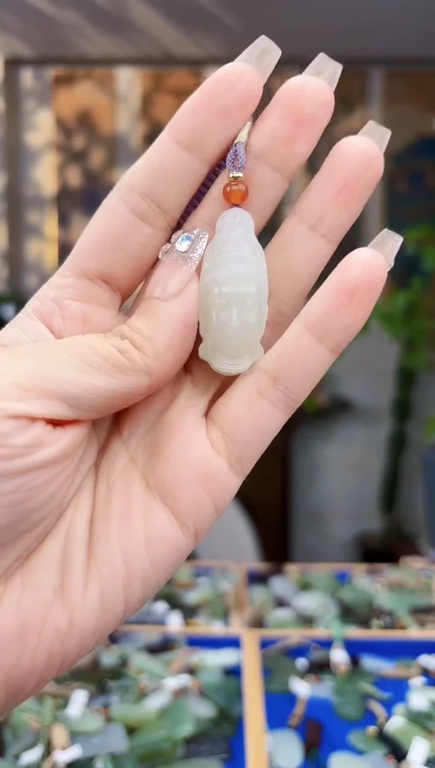 和田玉未镶嵌挂件拍一发一