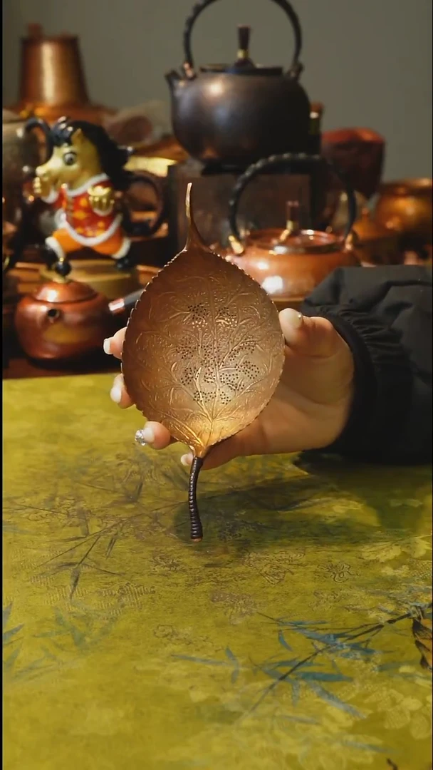 纯紫铜千秋大叶茶漏