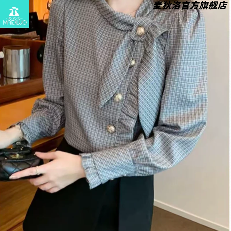 小香风时尚小众衬衫2025秋季新款女装法式修身职业百搭上衣雪纺