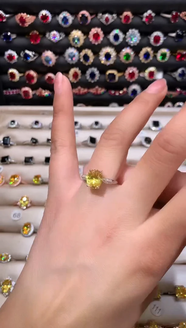 【闪购商品】水晶戒指银S925镶嵌黄水晶810
