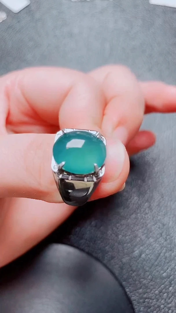 翡翠戒指银S925镶嵌翡翠