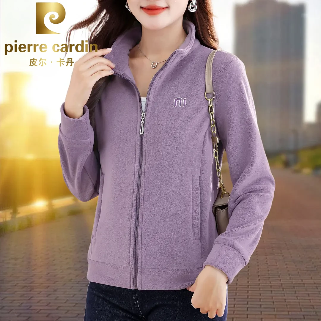 皮尔卡丹摇粒绒短外套女春秋2025新款休闲中年妈妈秋季开衫抓绒上