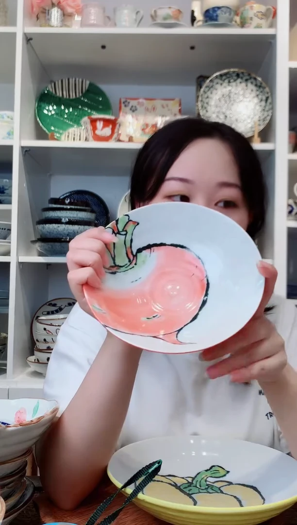 陶瓷美浓烧红萝卜小深盘