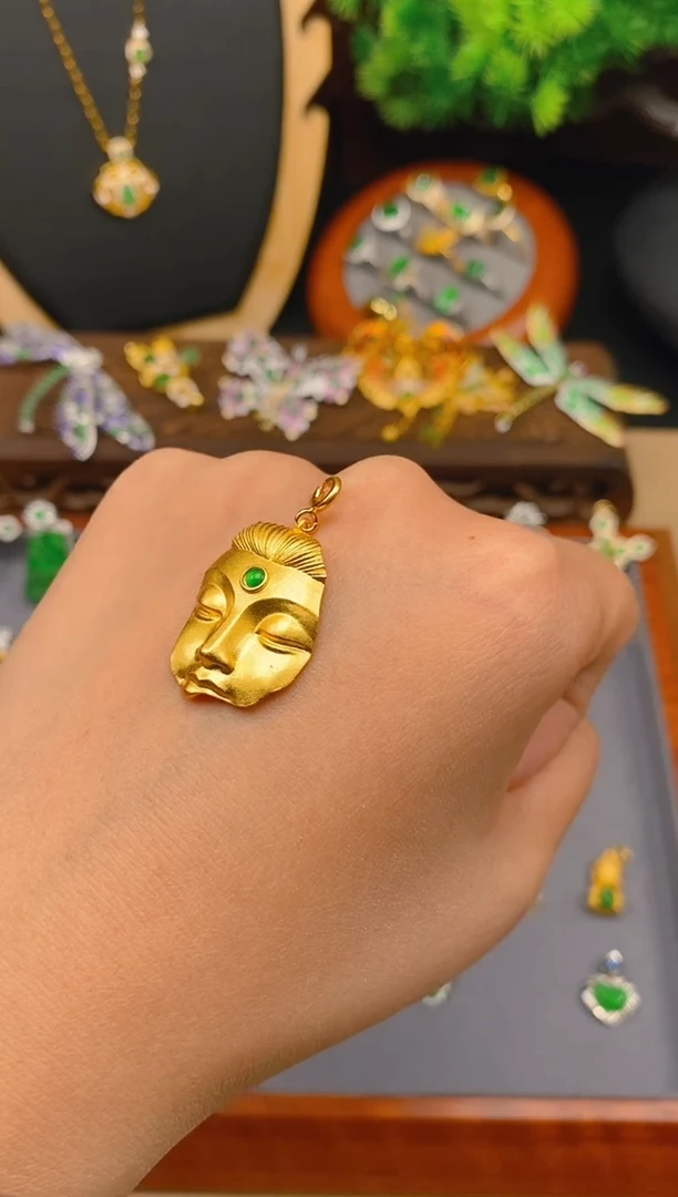 【闪购商品】翡翠吊坠(不含链)银S925镶嵌佛面