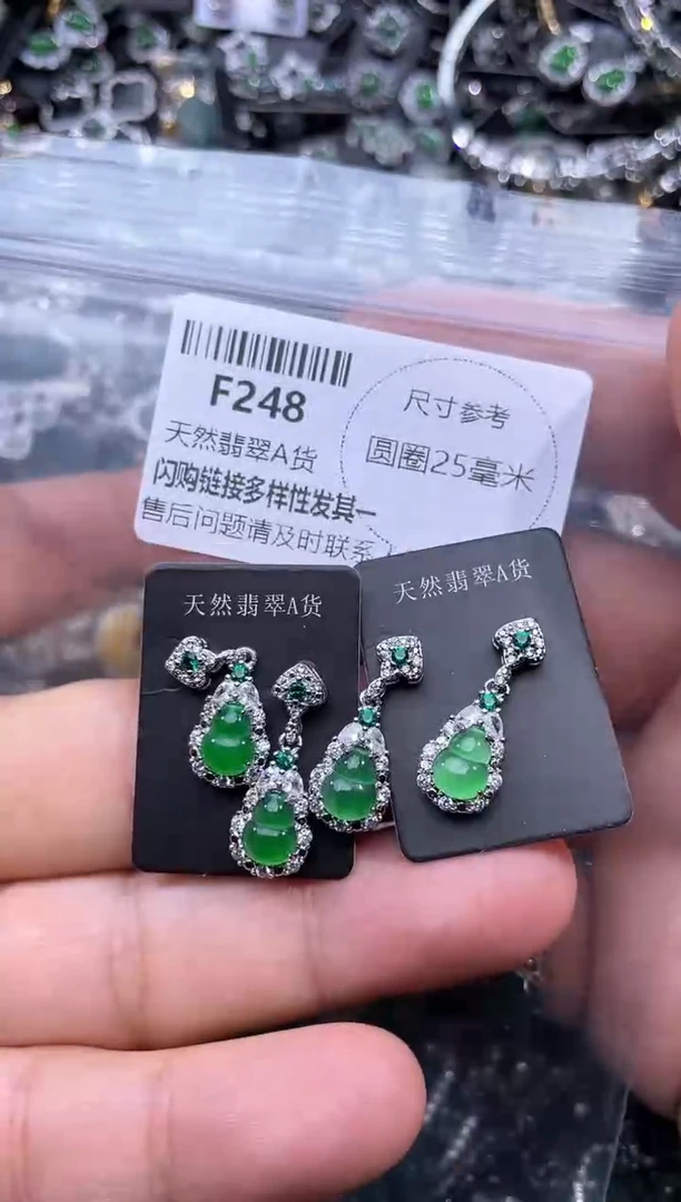 【闪购商品】翡翠颈饰未镶嵌F248耳钉 多样性发其一