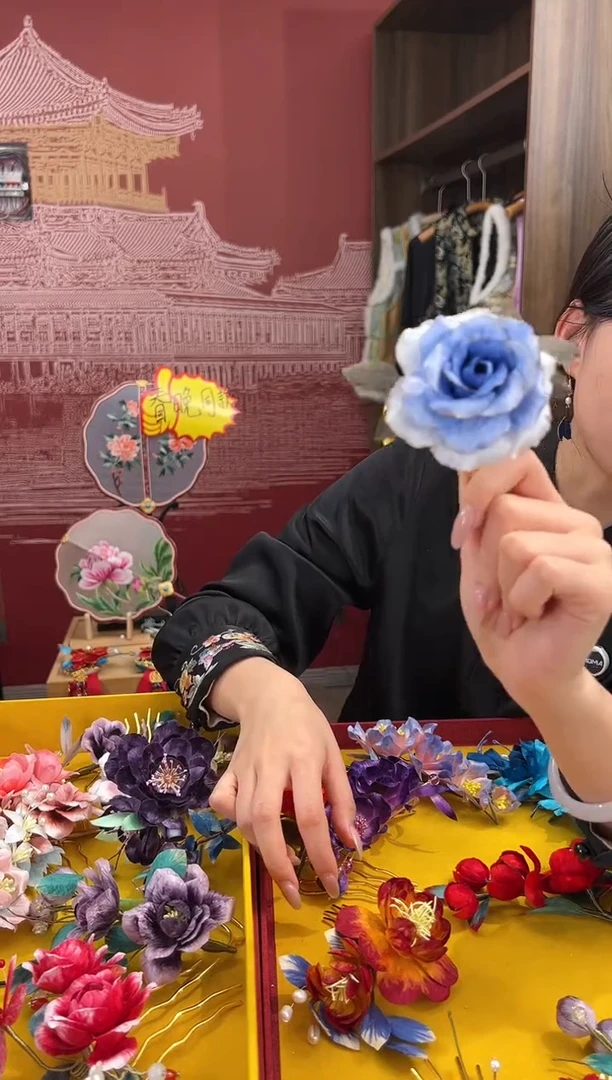 【闪购商品】刺绣非遗绒花（发饰）